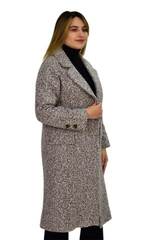 Kadın Buklet Kaşe Kaban K3146 BGL-ST03284 BEJ - S