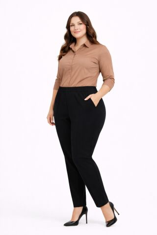 Kadın Kumaş Pantolon Kemer Lastikli BGL-ST05283