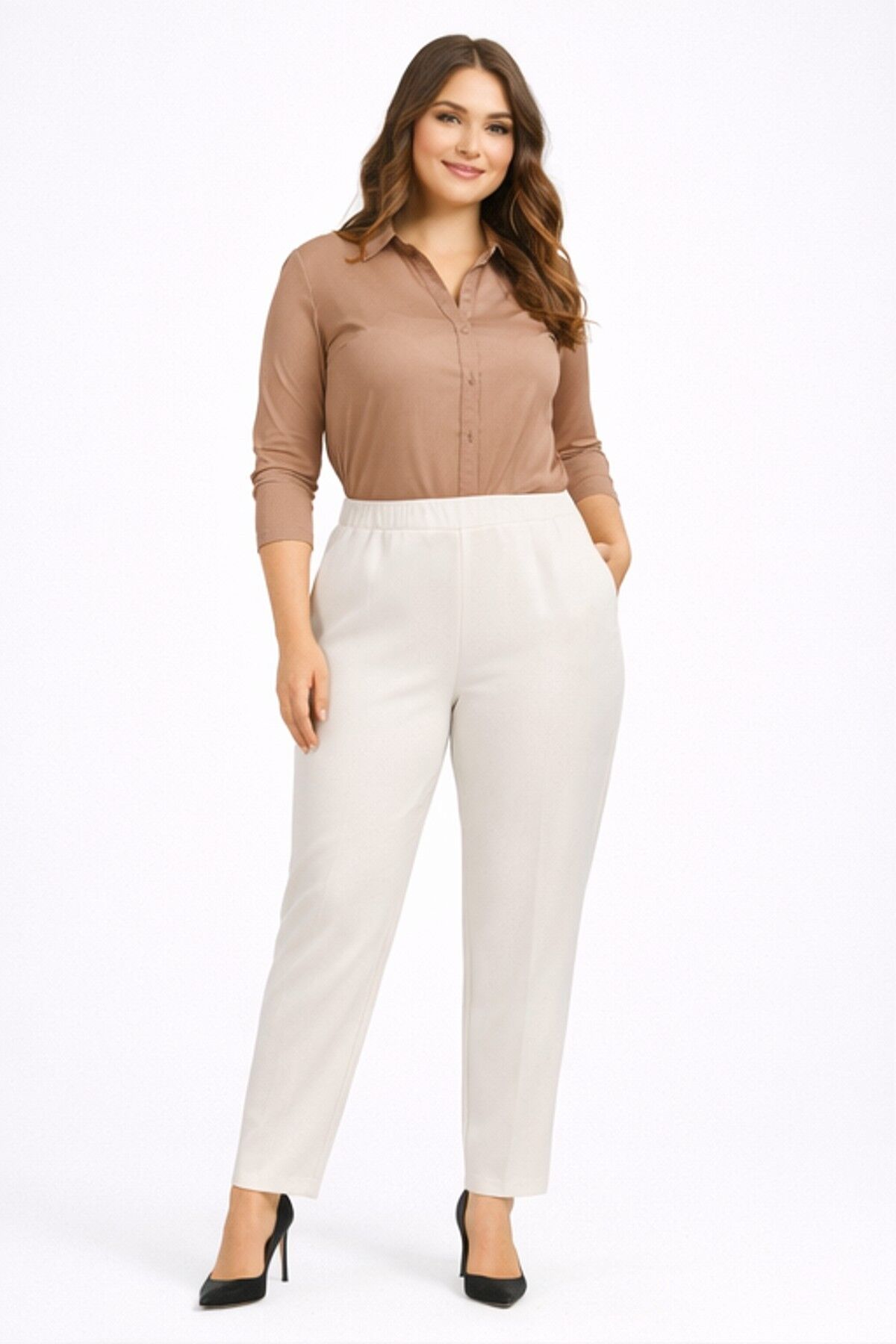 Kadın Kumaş Pantolon Kemer Lastikli BGL-ST05283