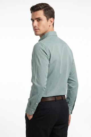 Erkek Klasik Uzun Kol Tek Cepli % 100 Pamuk Gömlek BGL-ST05481 YEŞİL - XL