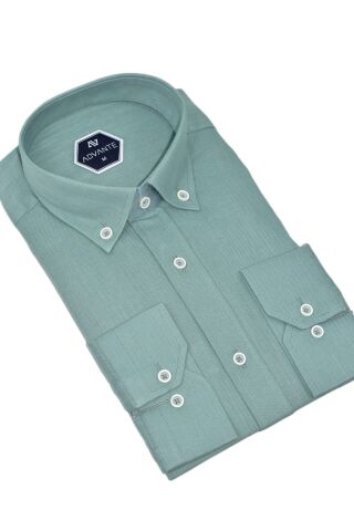 Erkek Klasik Uzun Kol Tek Cepli % 100 Pamuk Gömlek BGL-ST05481 YEŞİL - XL