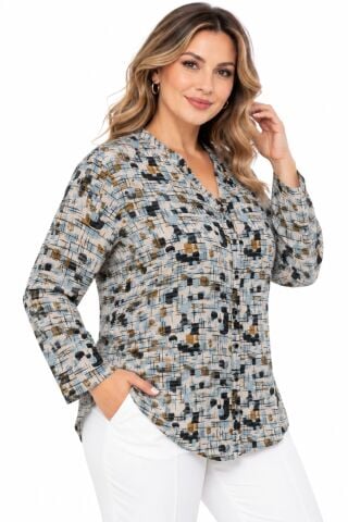 Kadın Düğmeli Modelli Bluz BGL-ST05659