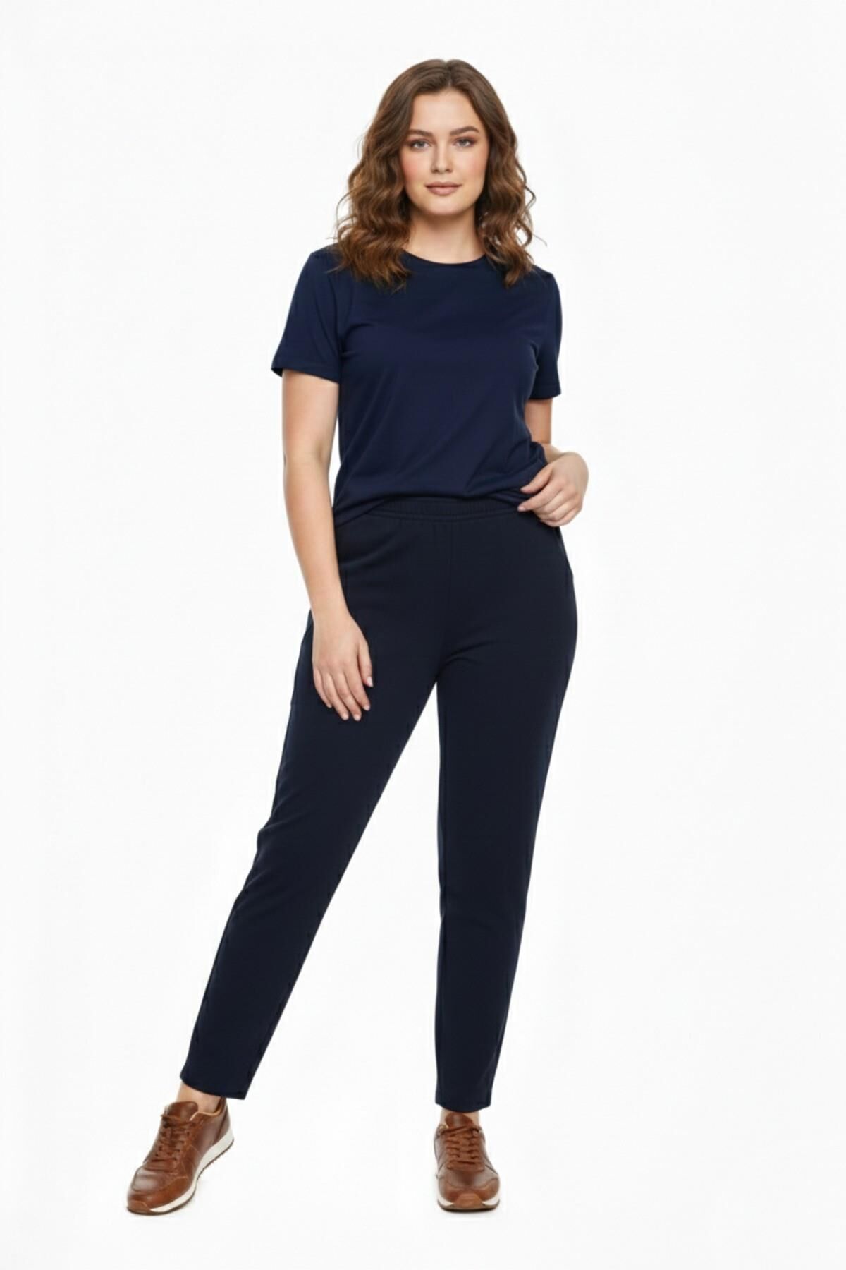 Kadın Lastikli Cepli Pantolon BGL-ST03338 LACİVERT - 2XL