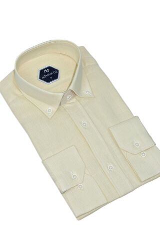 Erkek Klasik Uzun Kol Tek Cepli % 100 Pamuk Gömlek BGL-ST05481 TAŞ - 2XL