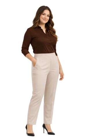 Kadın Kumaş Pantolon Kemer Lastikli BGL-ST05283 AÇIK TEN - 50