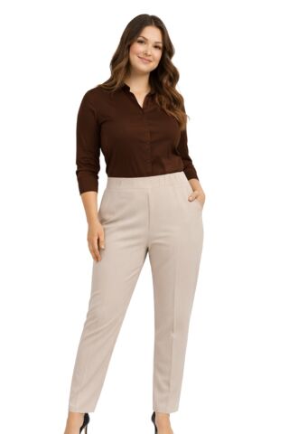 Kadın Kumaş Pantolon Kemer Lastikli BGL-ST05283 AÇIK TEN - 50