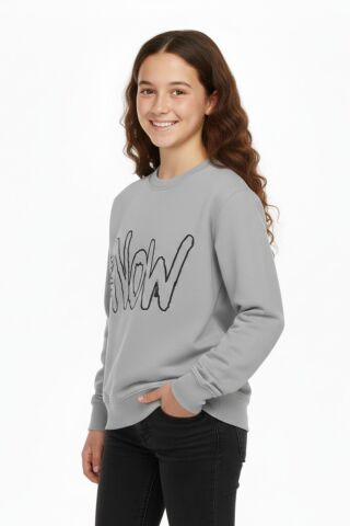 Kız Çocuk Baskılı Sweatshirt BGL-ST05267 GRİ - 10 YAŞ