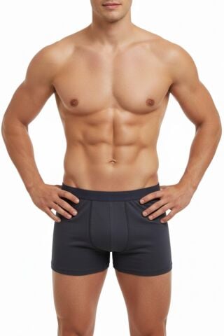 Erkek Likralı Boxer Düz Renk BGL-ST05007 SİYAH - S