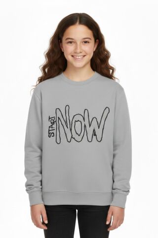 Kız Çocuk Baskılı Sweatshirt BGL-ST05267 GRİ - 11 YAŞ