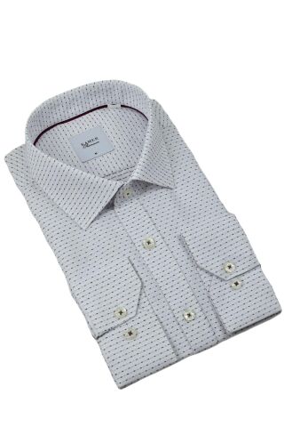Erkek Klasik Puantiyeli  Uzun Kol Gömlek 3706 BGL-ST04395 BORDO - L