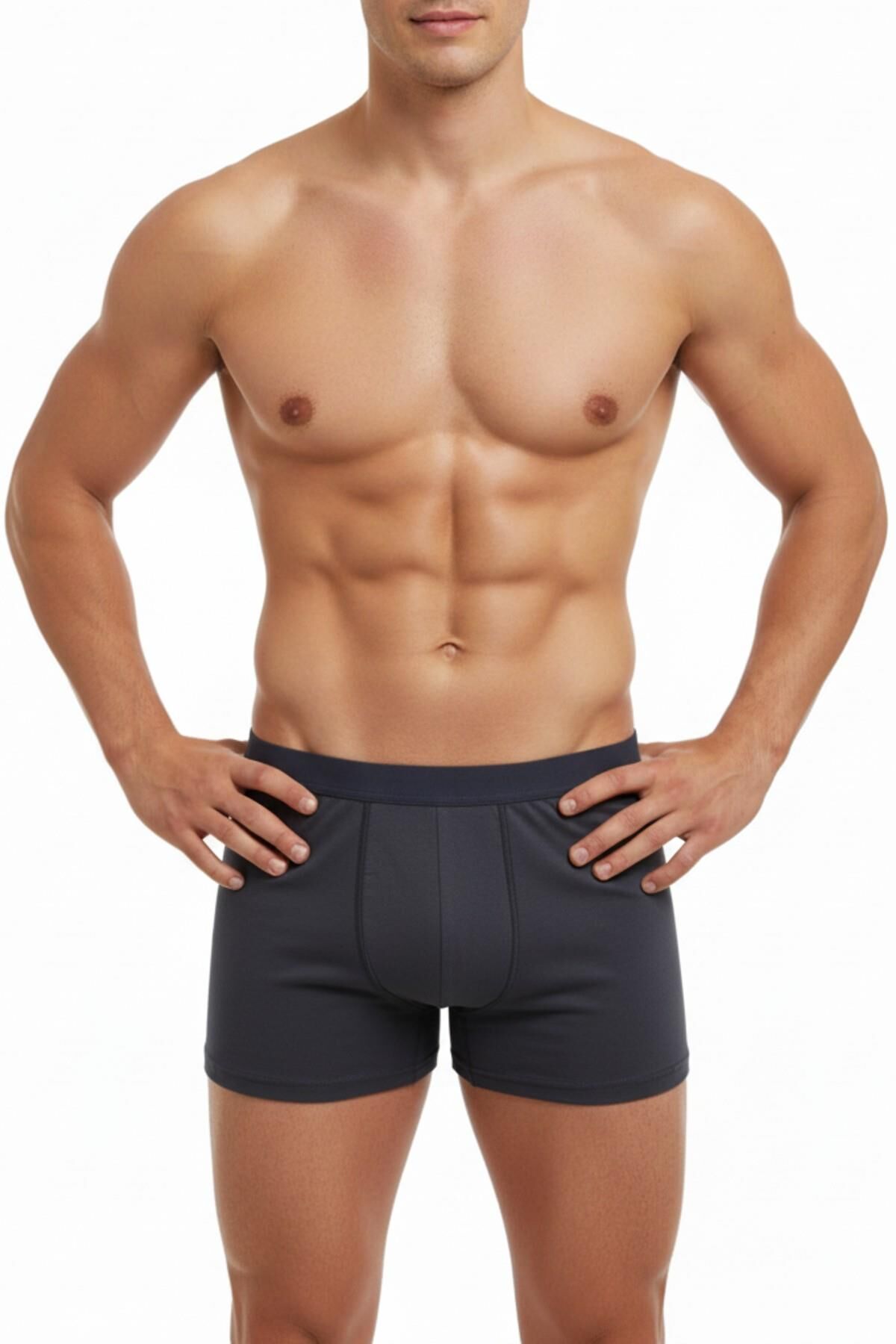 Erkek Likralı Boxer Düz Renk BGL-ST05007 FÜME - M