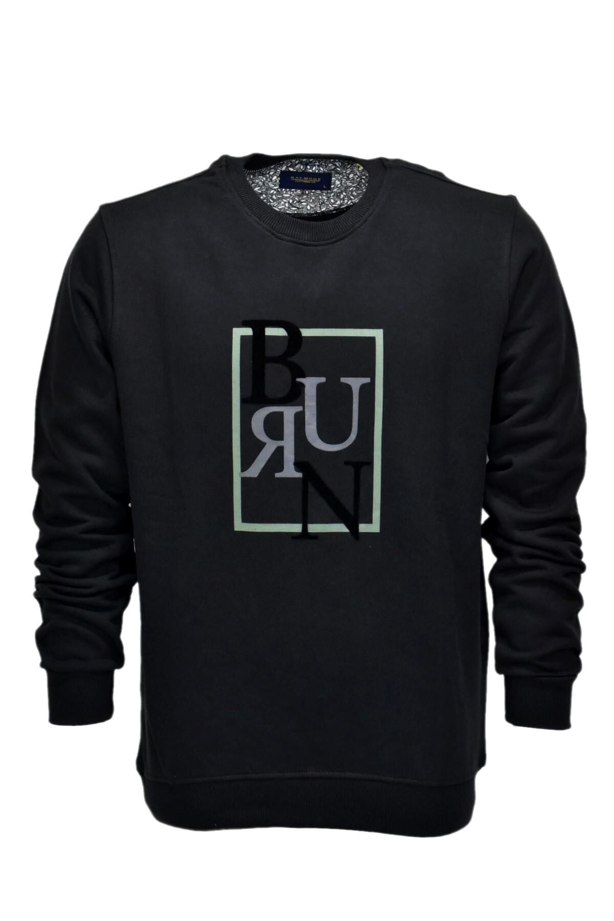 Erkek Baskılı Spor Sıfır Yaka Sweatshirt R2202 BGL-ST03189