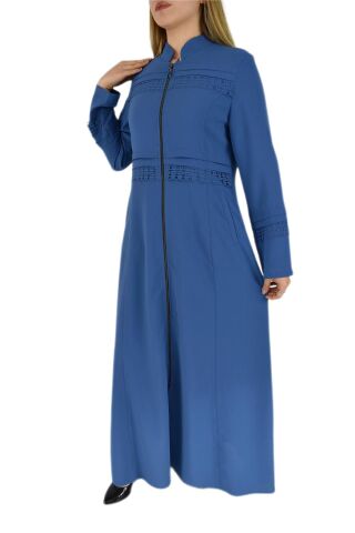 Kadın Fermuarlı Ferace BGL-P3046 MAVİ - 48