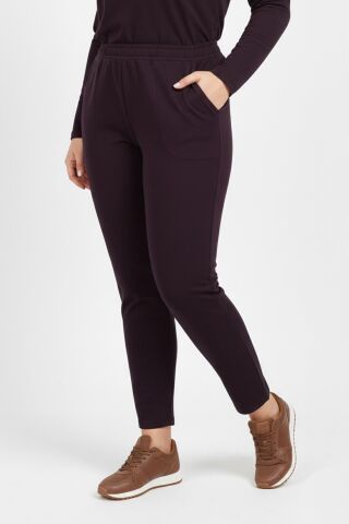 Kadın Lastikli Cepli Pantolon BGL-ST03338 MÜRDÜM - 2XL