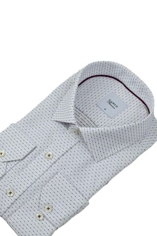 Erkek Klasik Puantiyeli  Uzun Kol Gömlek 3706 BGL-ST04395 BORDO - L