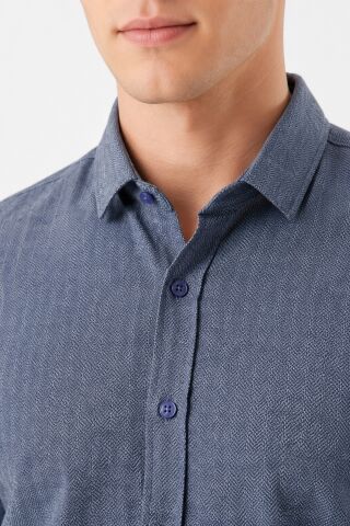 Erkek Önden Düğmeli Yakalı Gölek Tişört Regular Kalıp BGL-ST05564 A.LACİVERT - XL