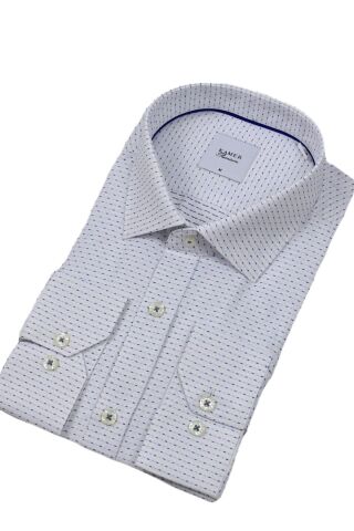Erkek Klasik Puantiyeli  Uzun Kol Gömlek 3706 BGL-ST04395 LACİVERT - XL