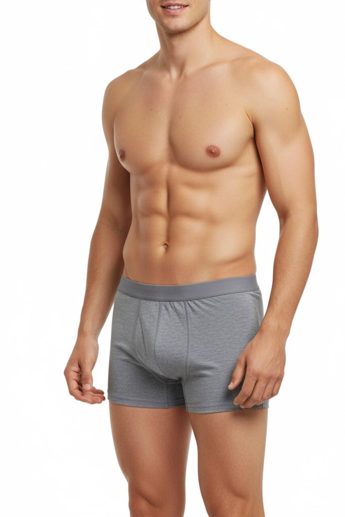 Erkek Likralı Boxer Düz Renk BGL-ST05007 GRİ - XL