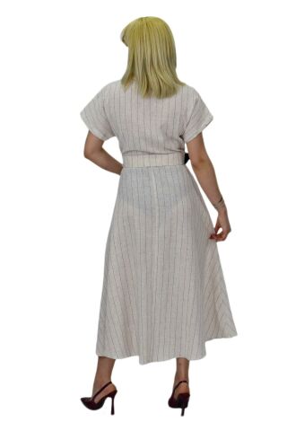 Kadın Keten Kısa Kol Elbise BGL-ST03722