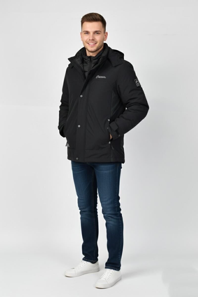Erkek Kapüşonlu Spor Mont 2 Parça Regular Fit 3362 BGL-ST04898 SİYAH - 2XL