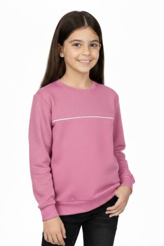Kız Çocuk Taşlı Sweatshirt BGL-ST05268 PEMBE - 12 YAŞ