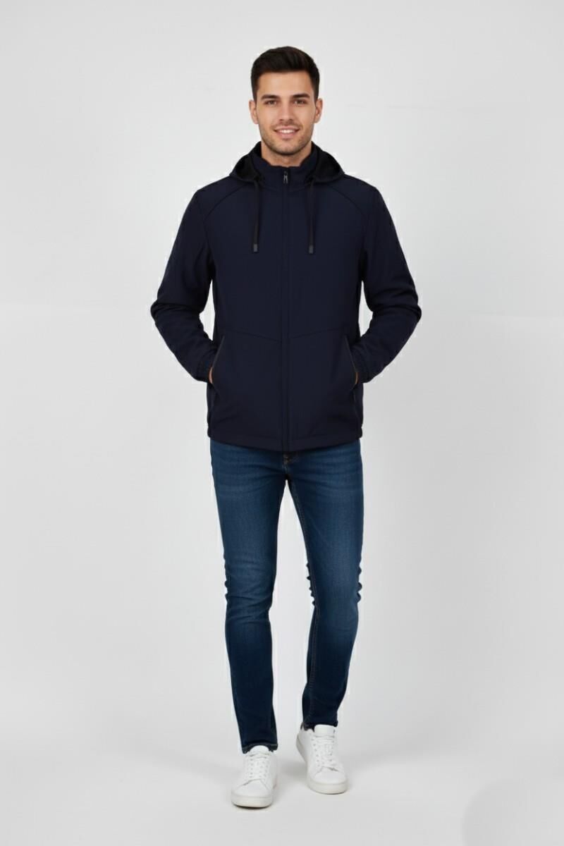 Erkek Kapüşonlu Mevsimlik Spor Mont 8077 BGL-ST04919 LACİVERT - XL