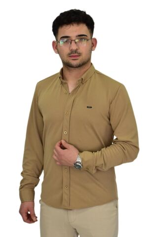 Erkek Likralı Spor Silim Fit Gömlek BGL-ST04332 CAMEL - 2XL