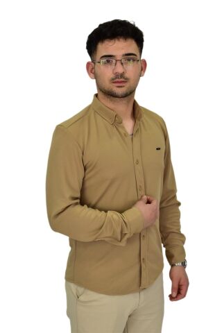 Erkek Likralı Spor Silim Fit Gömlek BGL-ST04332 CAMEL - 2XL