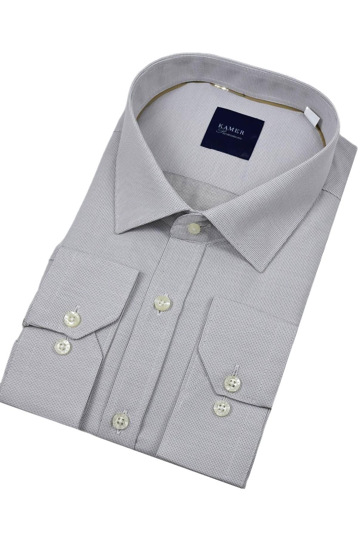 Erkek Büyük Beden Uzun Kol Gömlek 3745 BGL-ST04389 BEJ - 6XL