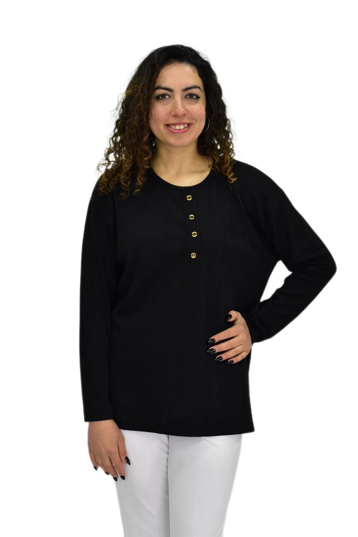 Kadın Kaşkorse Bluz BGL-ST04139 SİYAH - XL