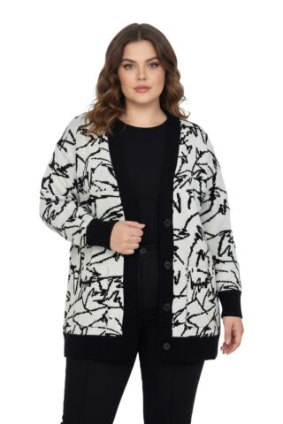 Kadın Leopar Desen Cepli Hırka 7631 BGL-ST04080