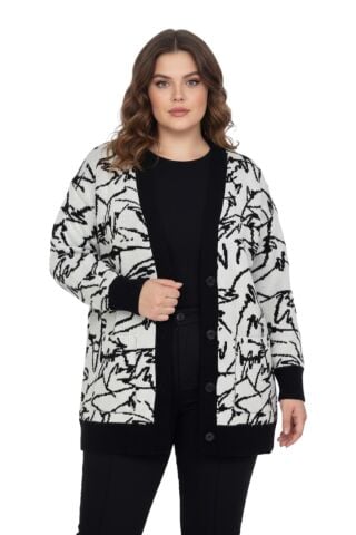 Kadın Leopar Desen Cepli Hırka 7631 BGL-ST04080