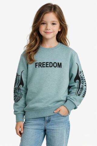 Kız Çocuk Kol Baskılı Sweatshirt BGL-ST05272