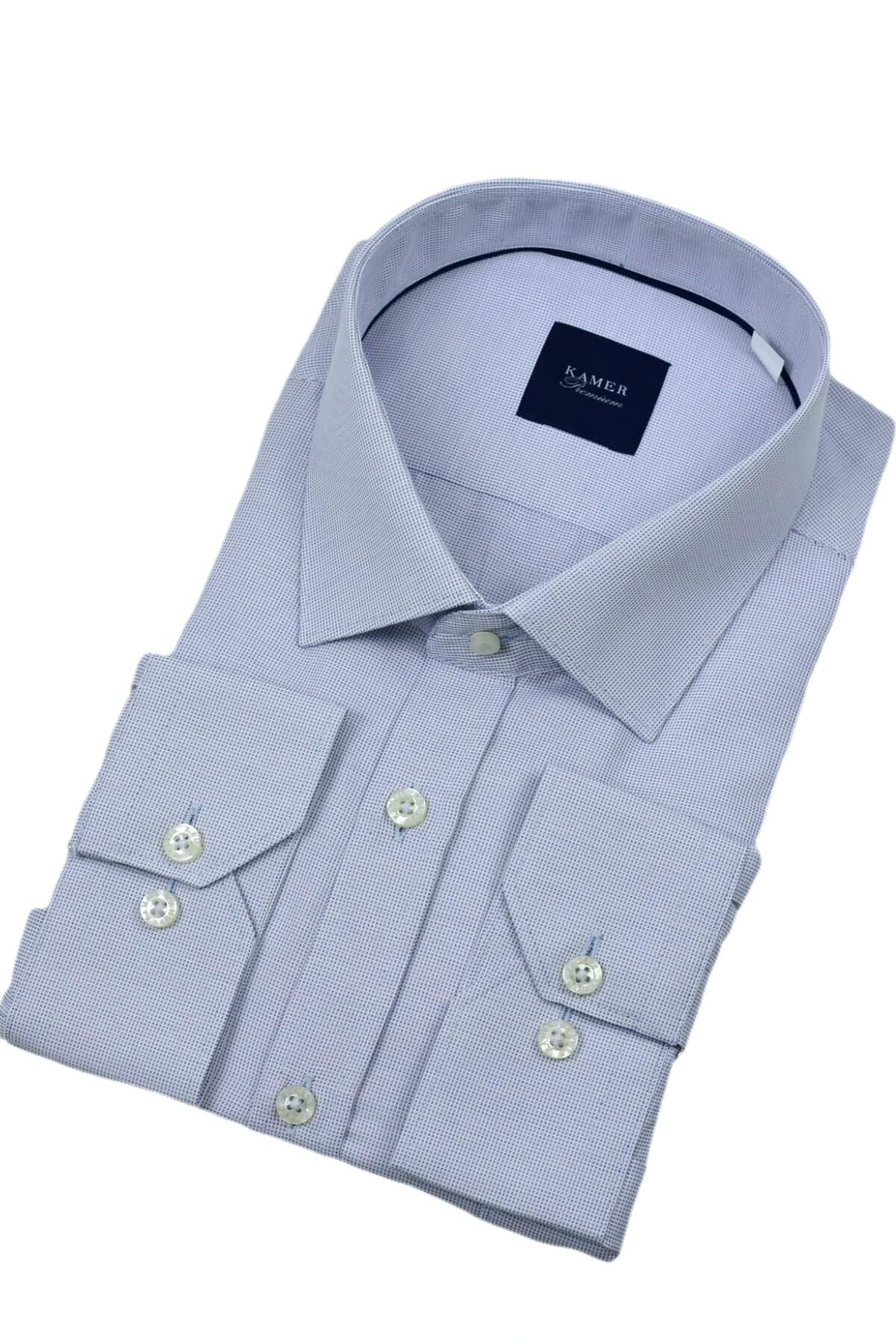 Erkek Büyük Beden Uzun Kol Gömlek 3745 BGL-ST04389 MAVİ - 5XL