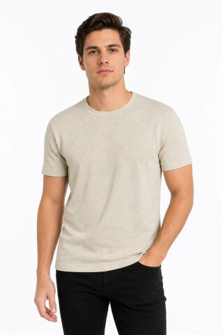 Erkek Sıfıryaka Triko Tişört Regular Kalıp BGL-ST05567 EKRU - L
