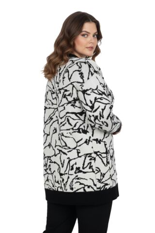 Kadın Leopar Desen Cepli Hırka 7631 BGL-ST04080 SİYAH - L/XL