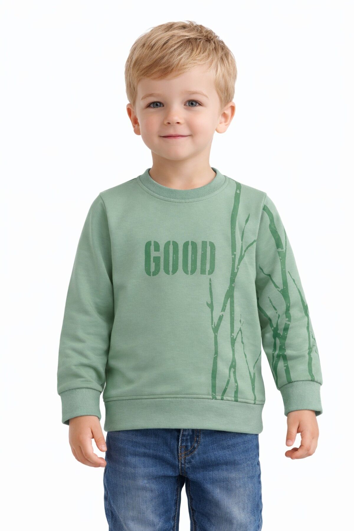 Erkek Çocuk Önü Arkası Baskılı Sweatshirt BGL-ST05240