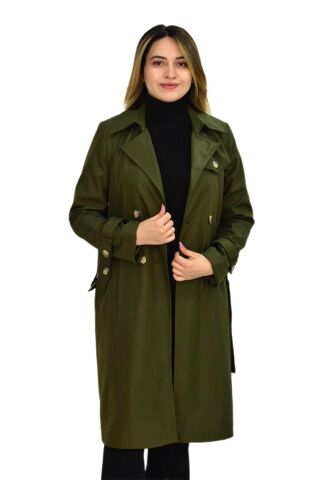 Kadın Kemerli Trençkot K3064 BGL-ST03286 HAKİ - L