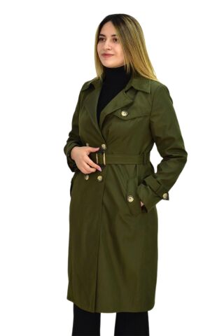 Kadın Kemerli Trençkot K3064 BGL-ST03286 HAKİ - L