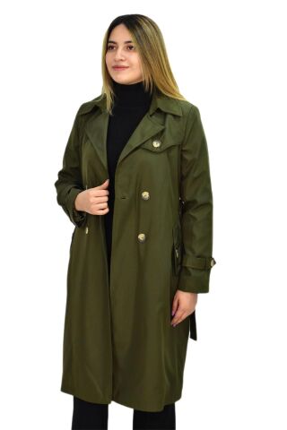 Kadın Kemerli Trençkot K3064 BGL-ST03286 HAKİ - L