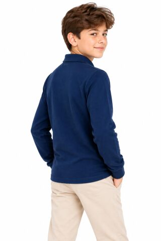 Erkek Lacivert Polo Yaka Mevsimlik Sweatshirt  BGL-ST05697