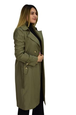 Kadın Kemerli Trençkot K3064 BGL-ST03286 YEŞİL - XL