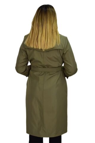 Kadın Kemerli Trençkot K3064 BGL-ST03286 YEŞİL - XL