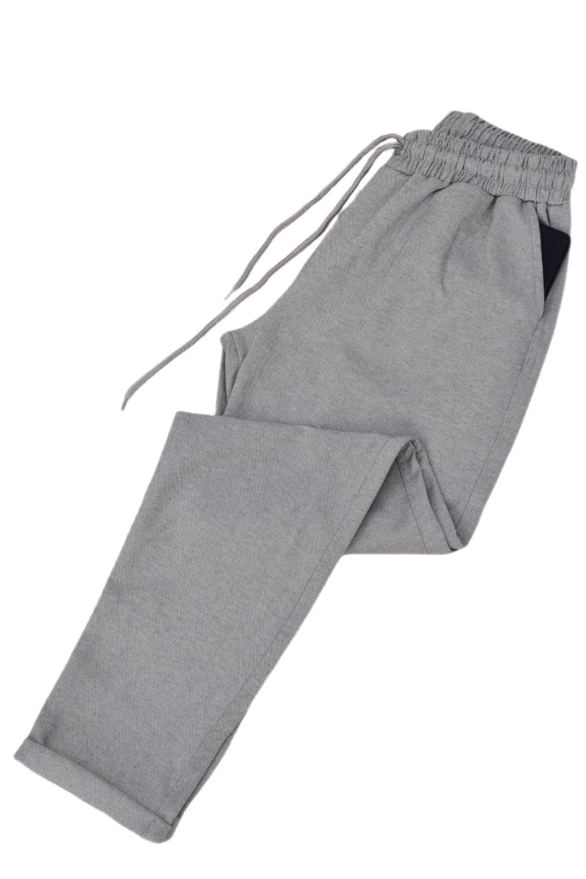 Erkek Beli Lastikli Jogger Pantolon Regular Fit 3221 BGL-ST04768 GRİ - 2XL