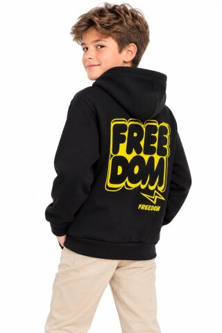 Erkek Siyah Kapüşonlu üç İplik Sweatshirt BGL-ST05698