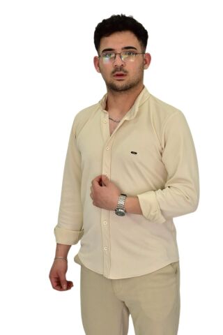 Erkek Likralı Spor Silim Fit Gömlek BGL-ST04332 TAŞ - XL