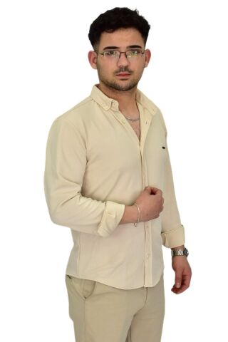 Erkek Likralı Spor Silim Fit Gömlek BGL-ST04332 TAŞ - XL