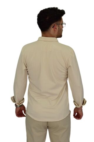 Erkek Likralı Spor Silim Fit Gömlek BGL-ST04332 TAŞ - XL