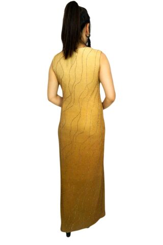 Kadın Açık Kahve Simli Taşlı Uzun Elbise PRT66084 A.KAHVE - S