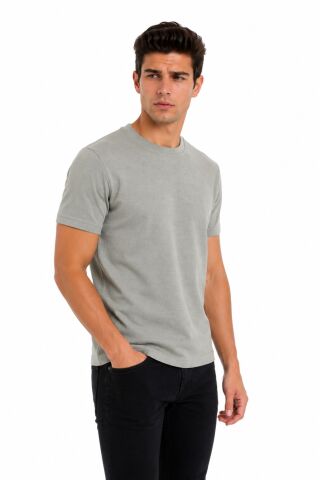 Erkek Sıfıryaka Triko Tişört Regular Kalıp BGL-ST05567 YEŞİL - XL